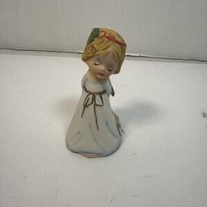 Christmas Angel Bell Figurine "Bashful Belle" Angel Girl in Blue Jasco 1978